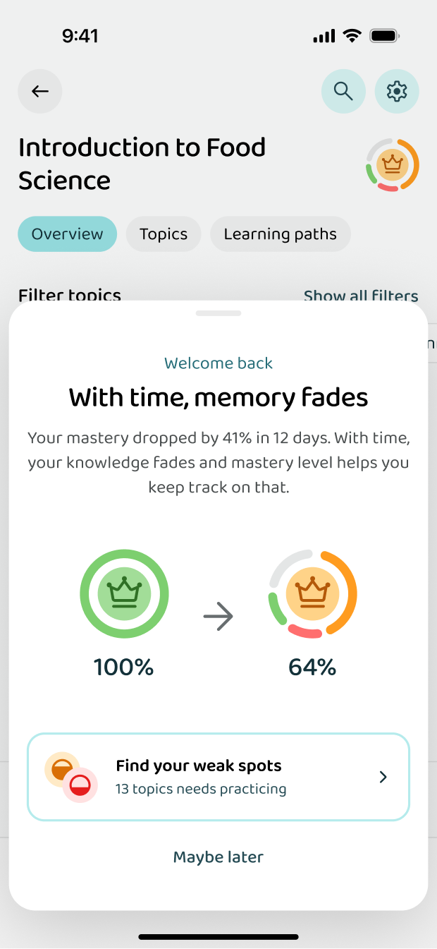 The warning when a topic is fading