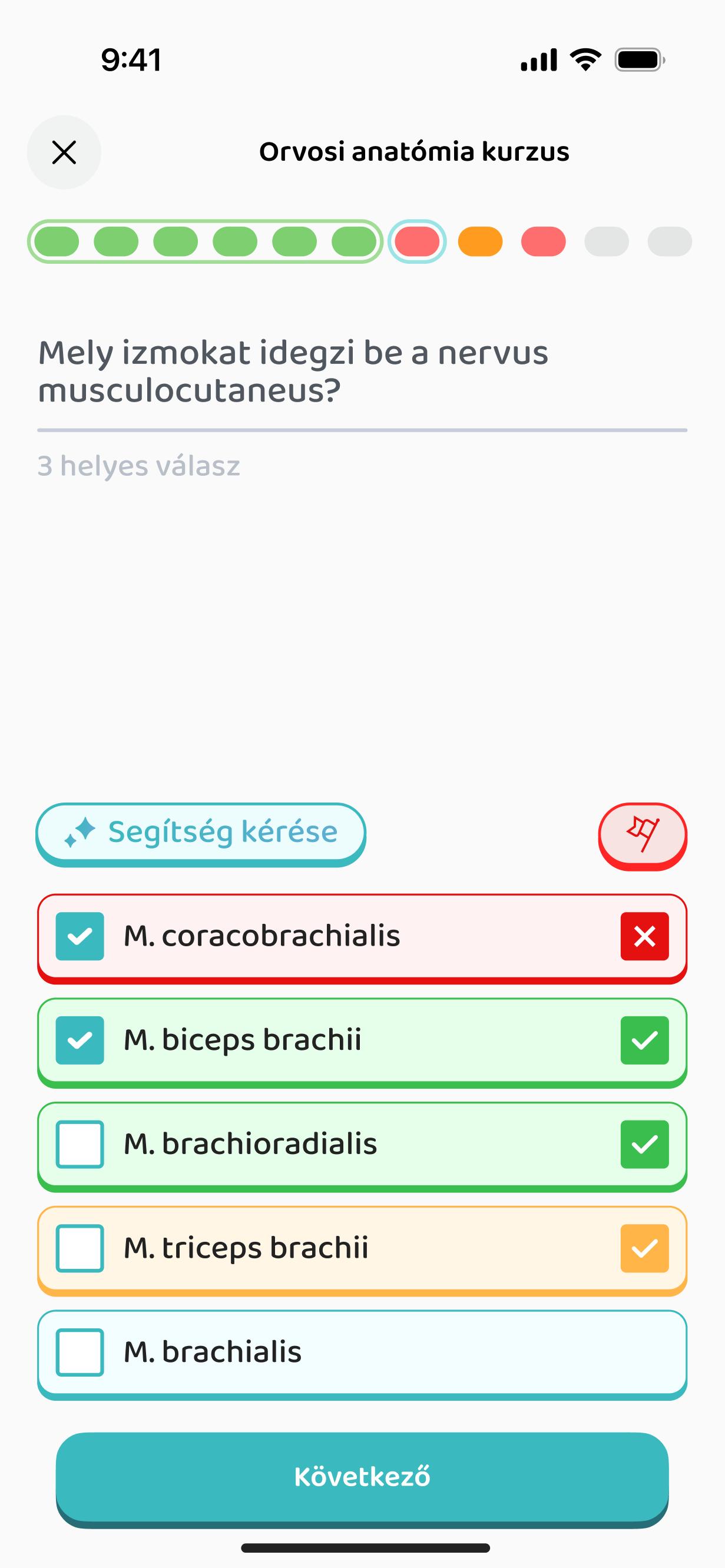 Több helyes válaszos kérdés, javítva