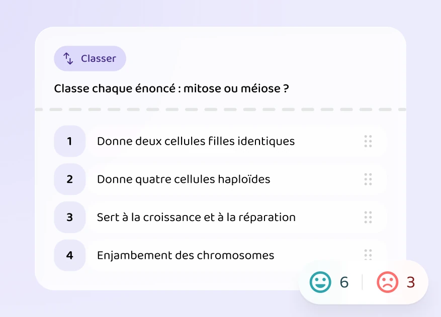 Un exercice de classement : mitose ou méiose