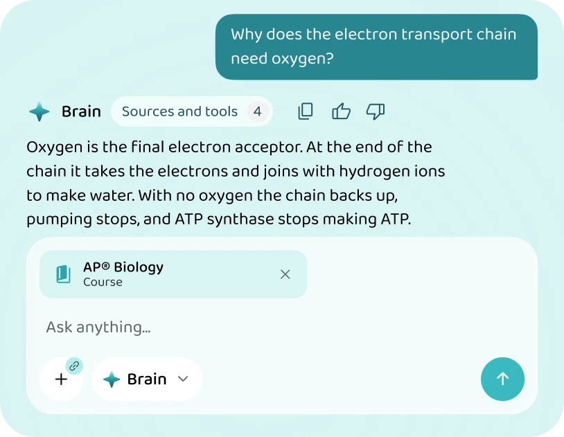 Brain explaining why the electron transport chain needs oxygen