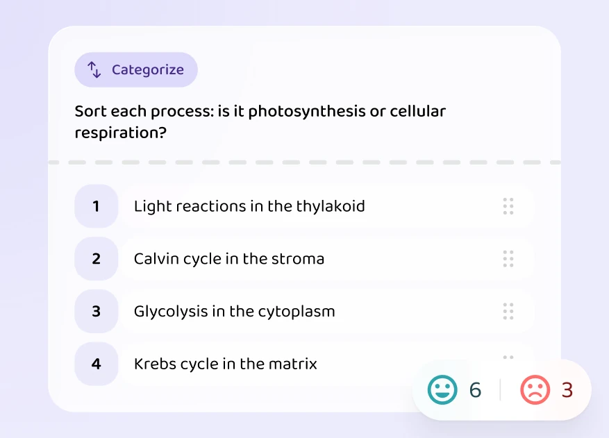 A sorting exercise: photosynthesis or cellular respiration