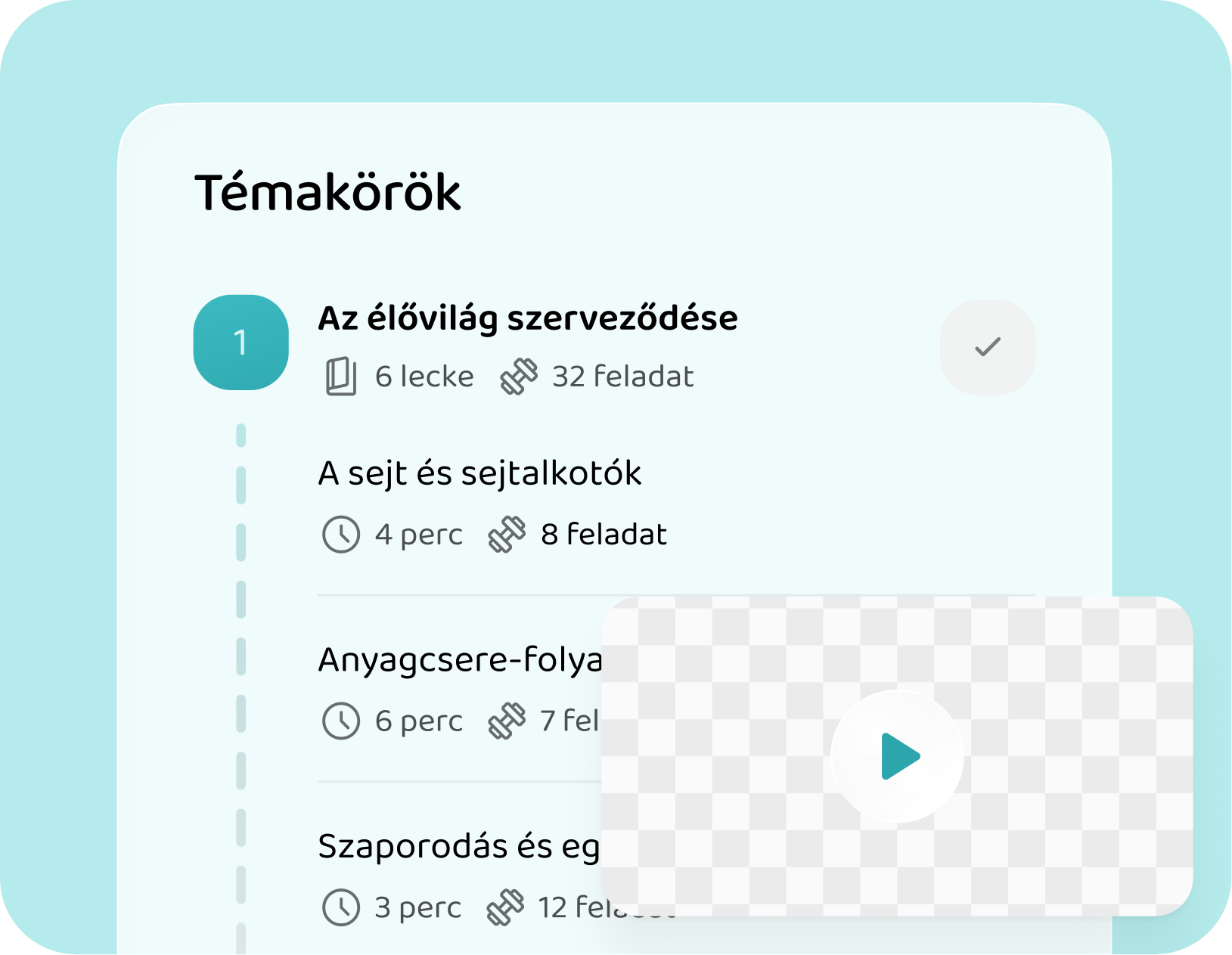 A Bioszféra kurzus témakörei a Voovo appban