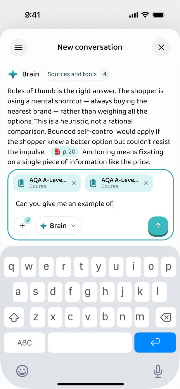 Asking the app about the economics material