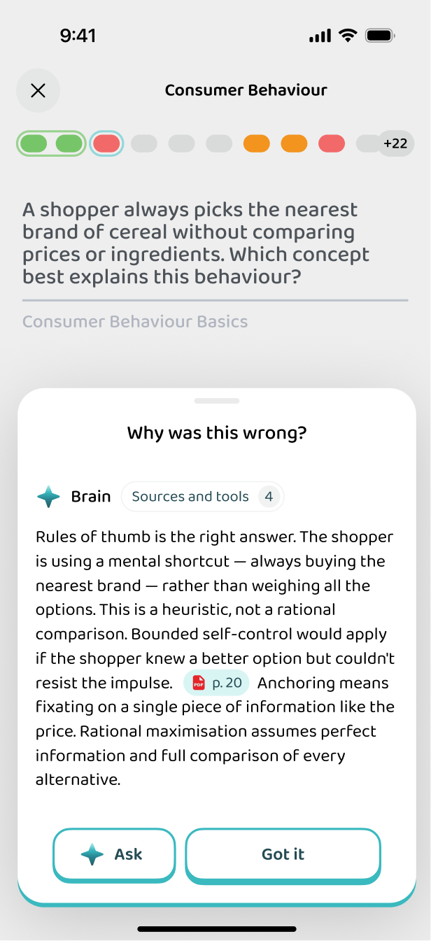 The explanation of why an answer is right