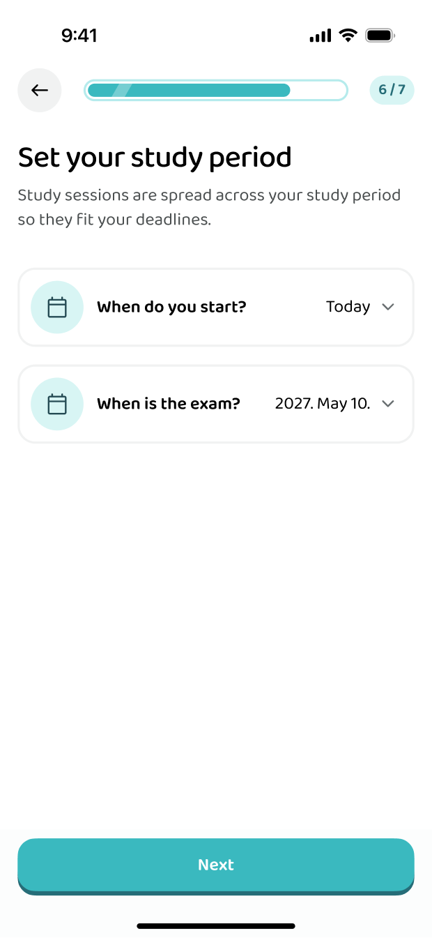 The schedule the app builds for you