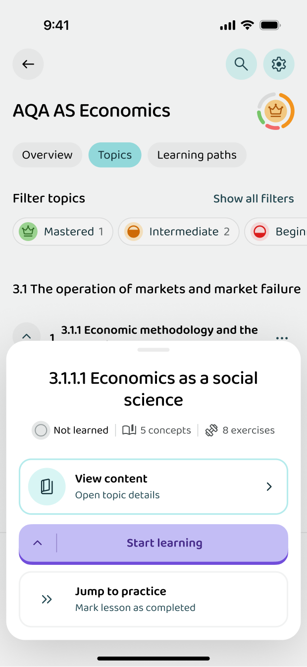 Starting a lesson inside a topic