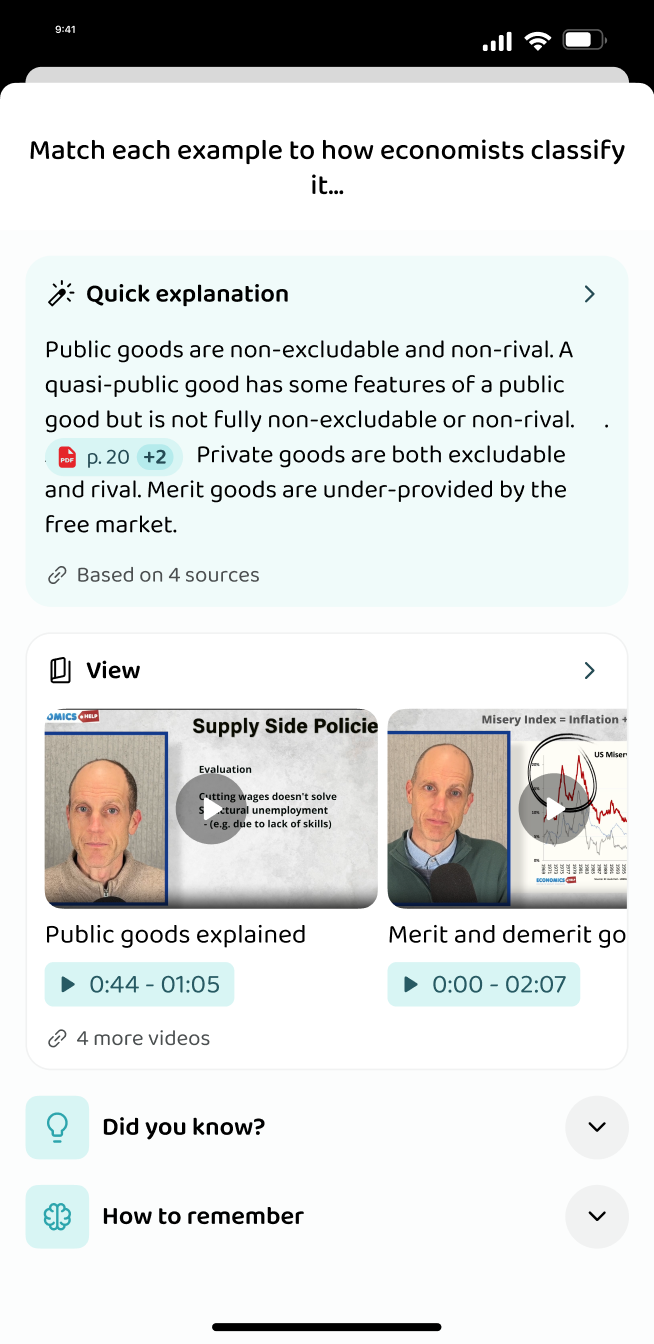 The extra material attached to a lesson