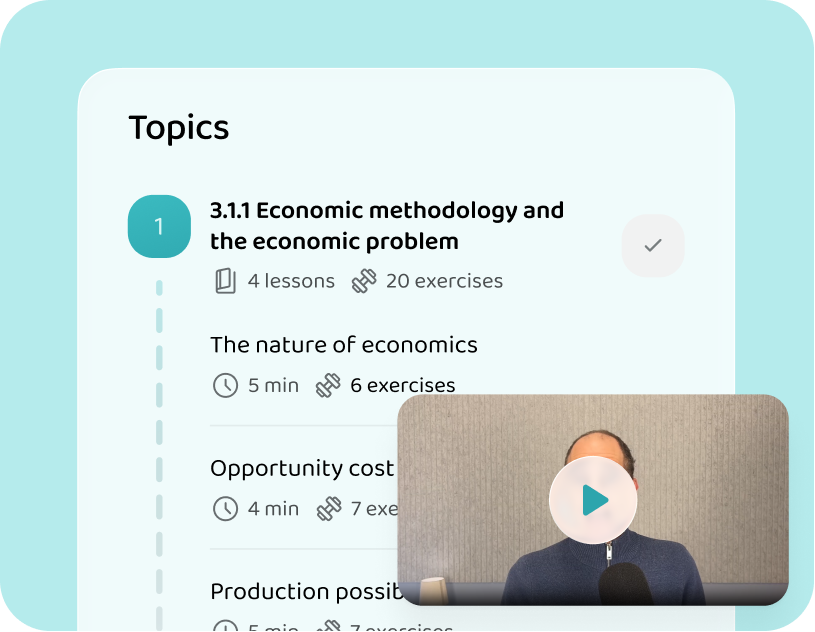 The AQA AS economics topics and lessons in the Voovo app