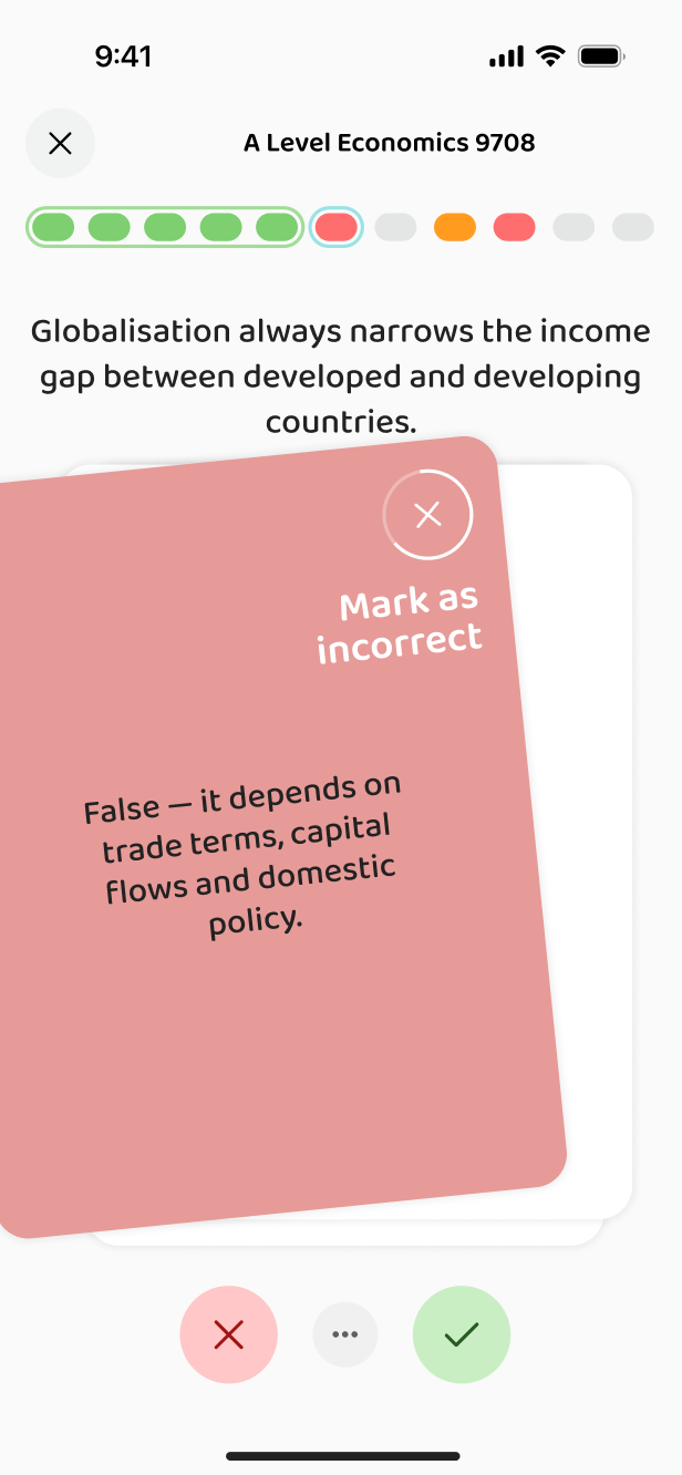 A flashcard you mark yourself
