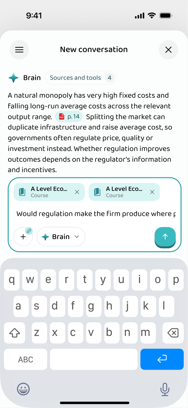Asking the app about the economics material