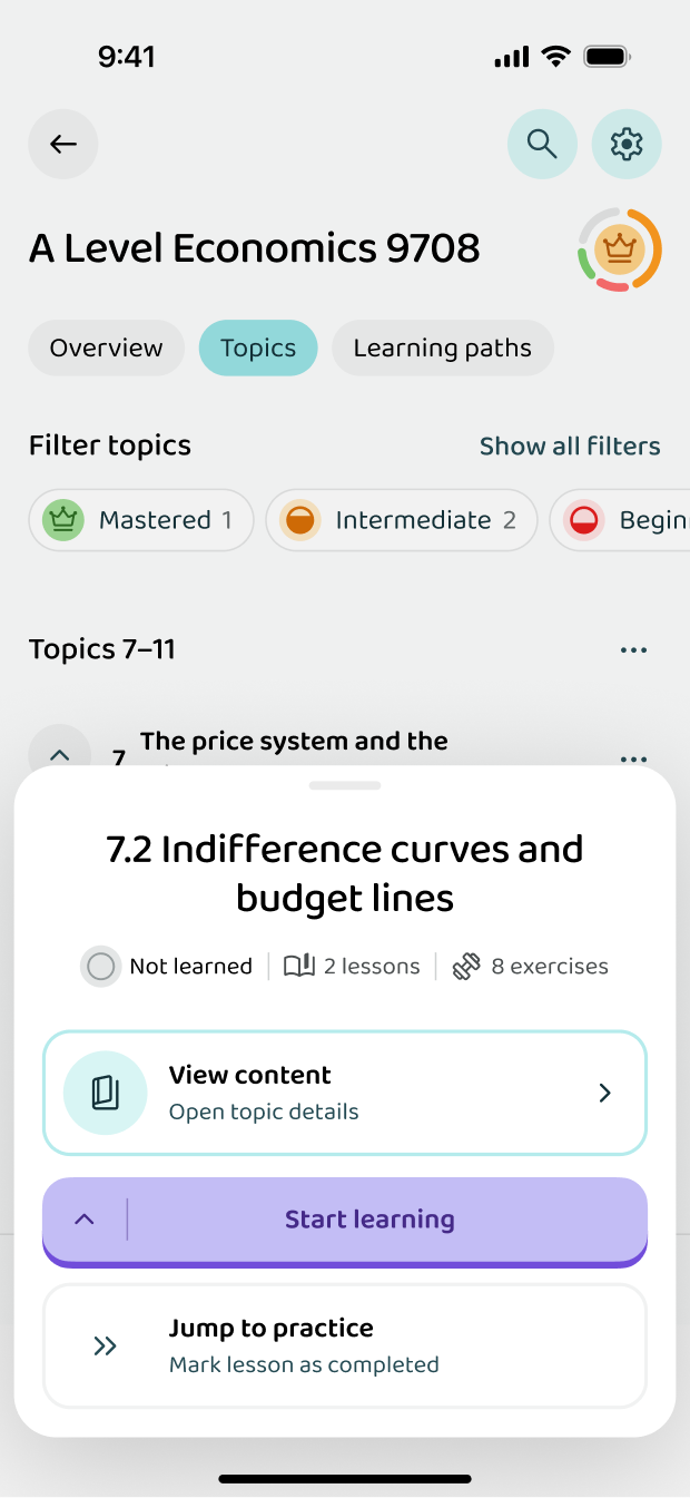 Starting a lesson inside a topic