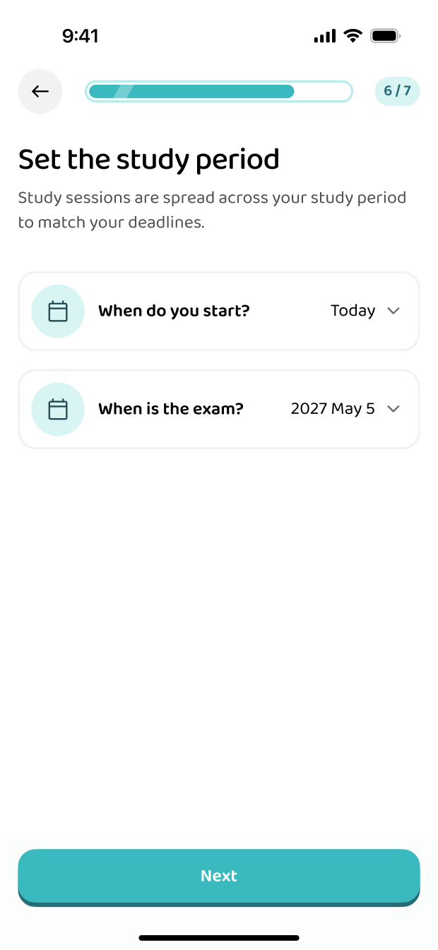 The schedule the app builds for you