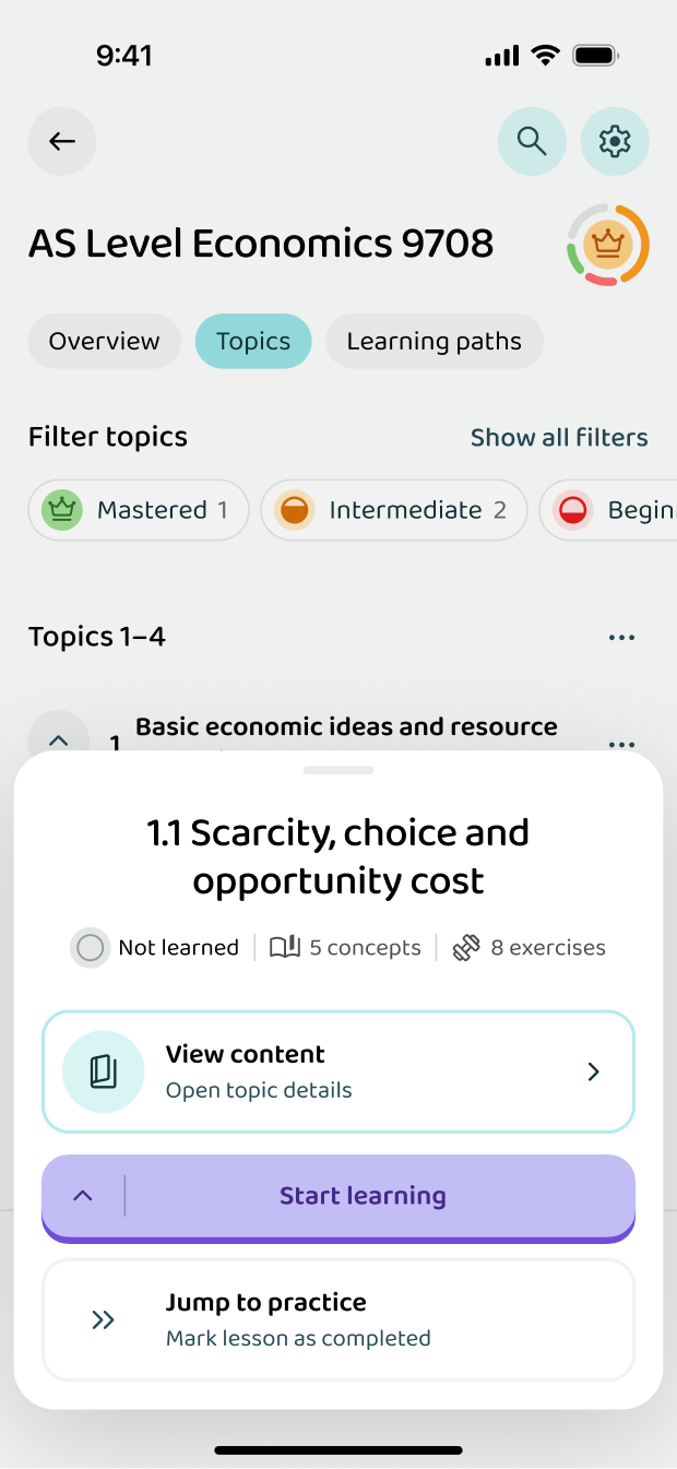 Starting a lesson inside a topic