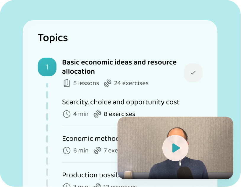 The Cambridge economics topics and lessons in the Voovo app
