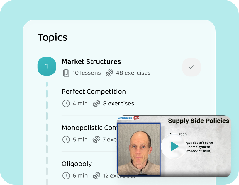 The economics topics and lessons in the Voovo app