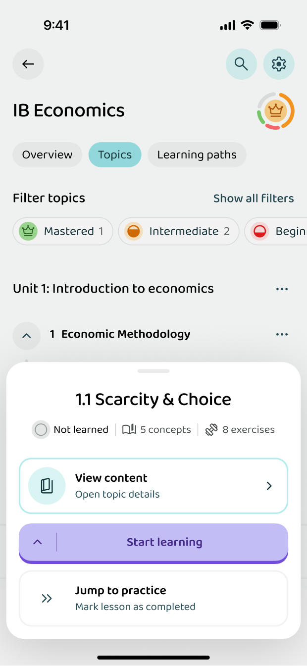 Starting a lesson inside a topic