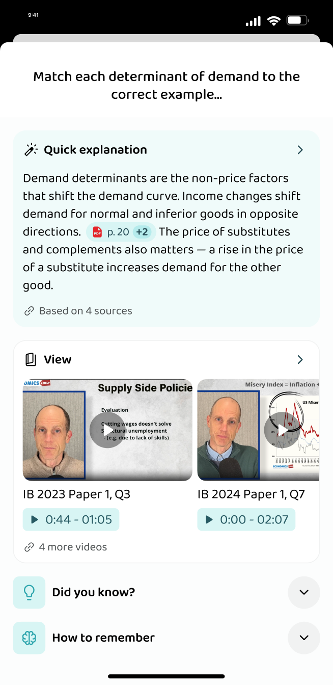 The extra material attached to a lesson
