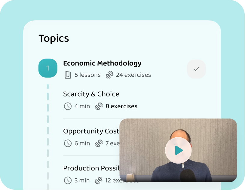 The IB economics topics and lessons in the Voovo app