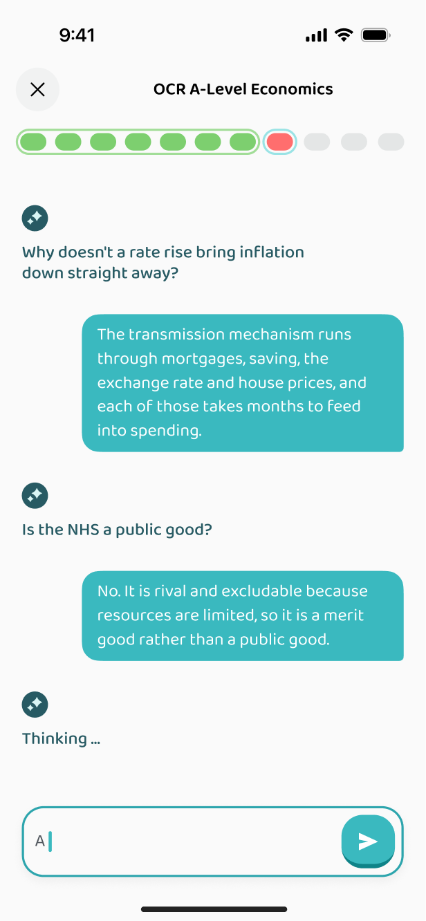 Asking the app about a question mid-exercise