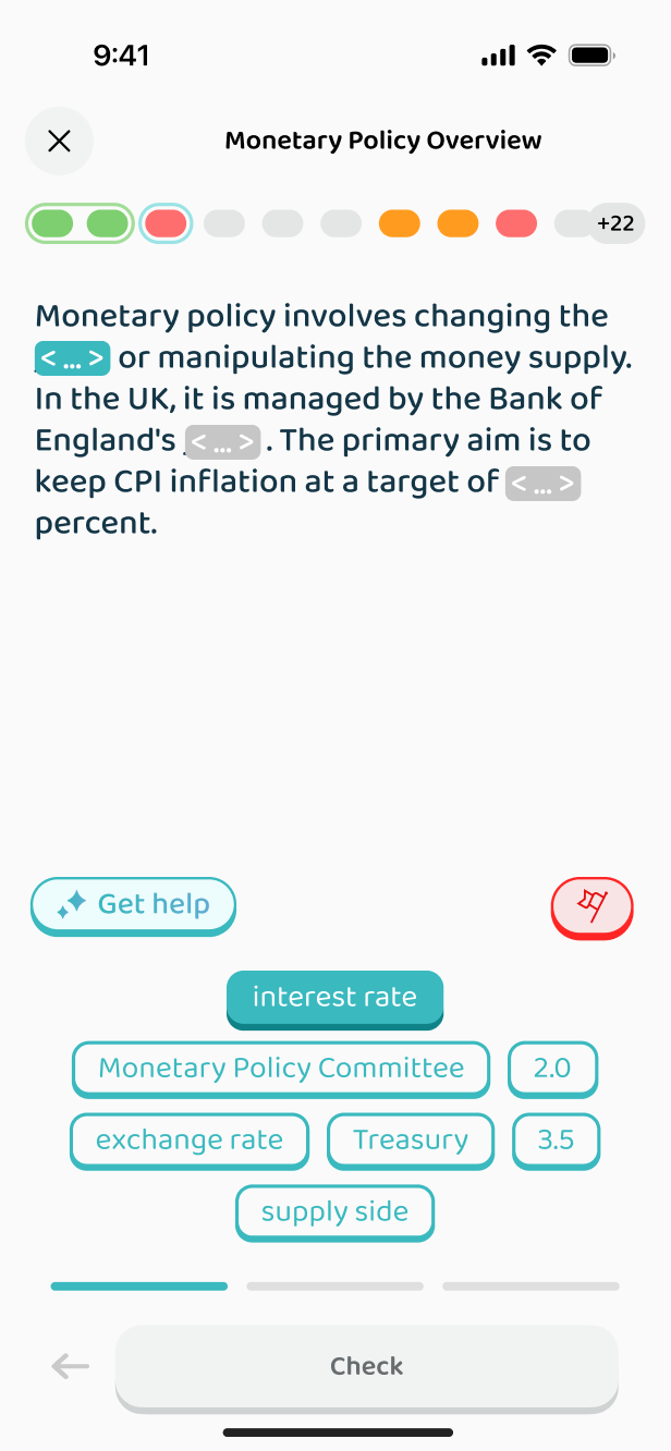 Filling in the blanks in a definition