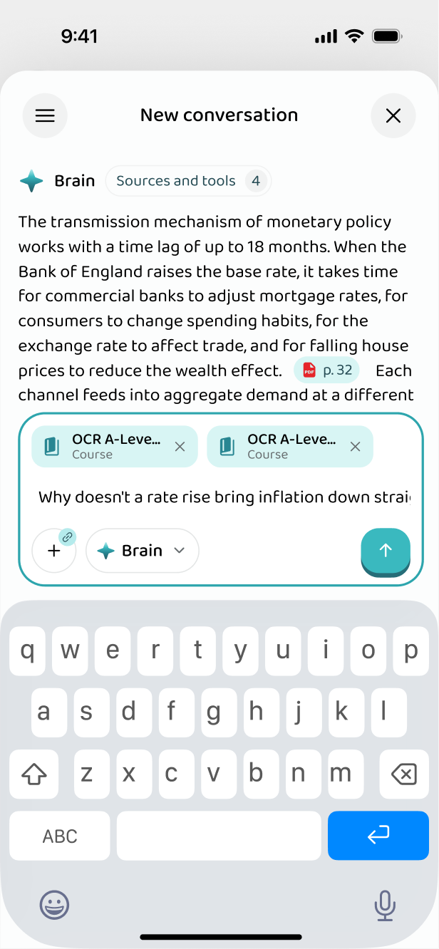 Asking the app about the economics material