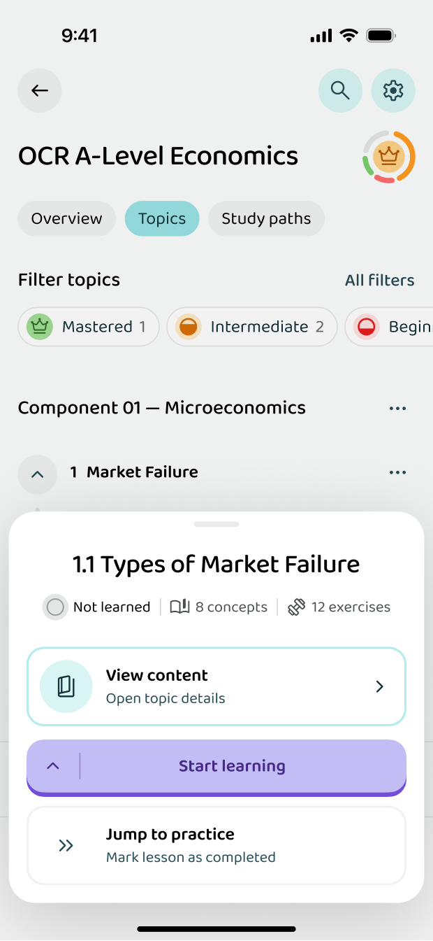 Starting a lesson inside a topic