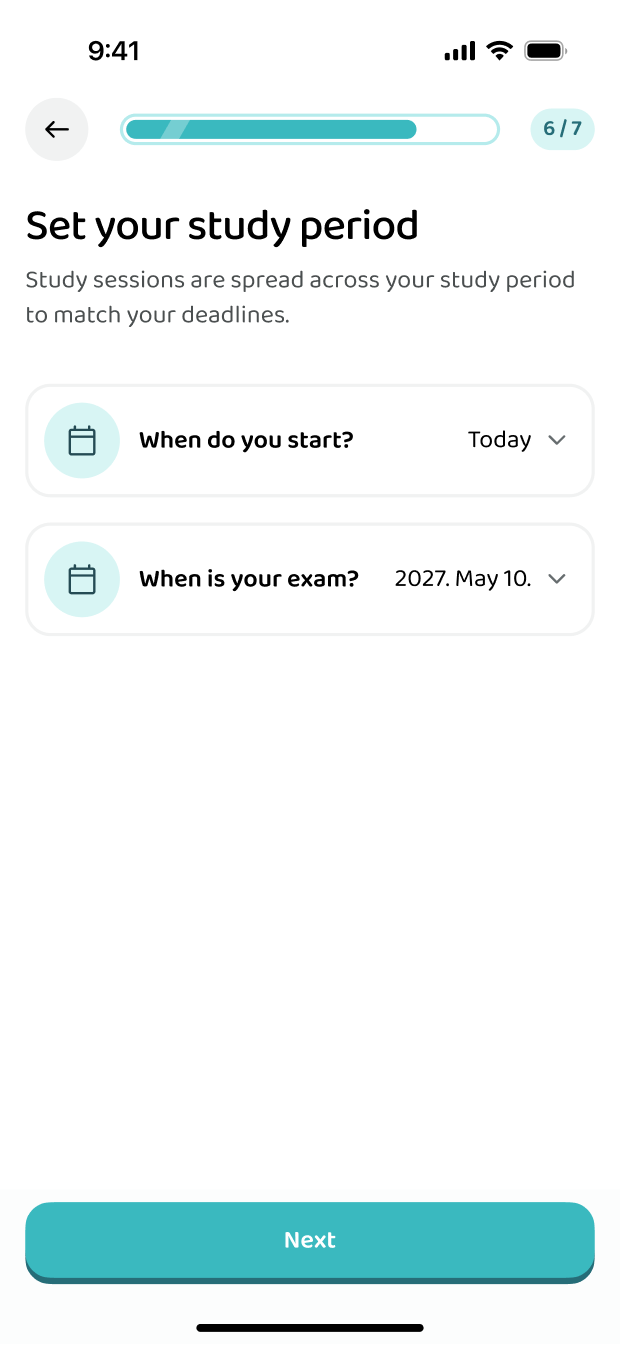 The schedule the app builds for you