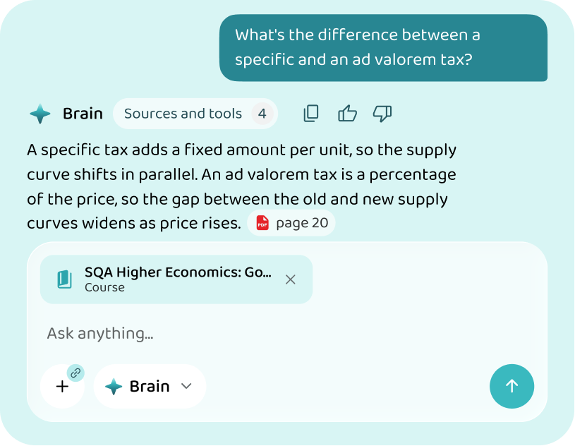 An answer drawn from the SQA economics material