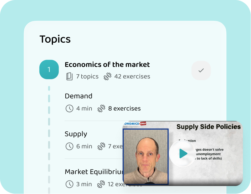 The SQA economics topics and lessons in the Voovo app