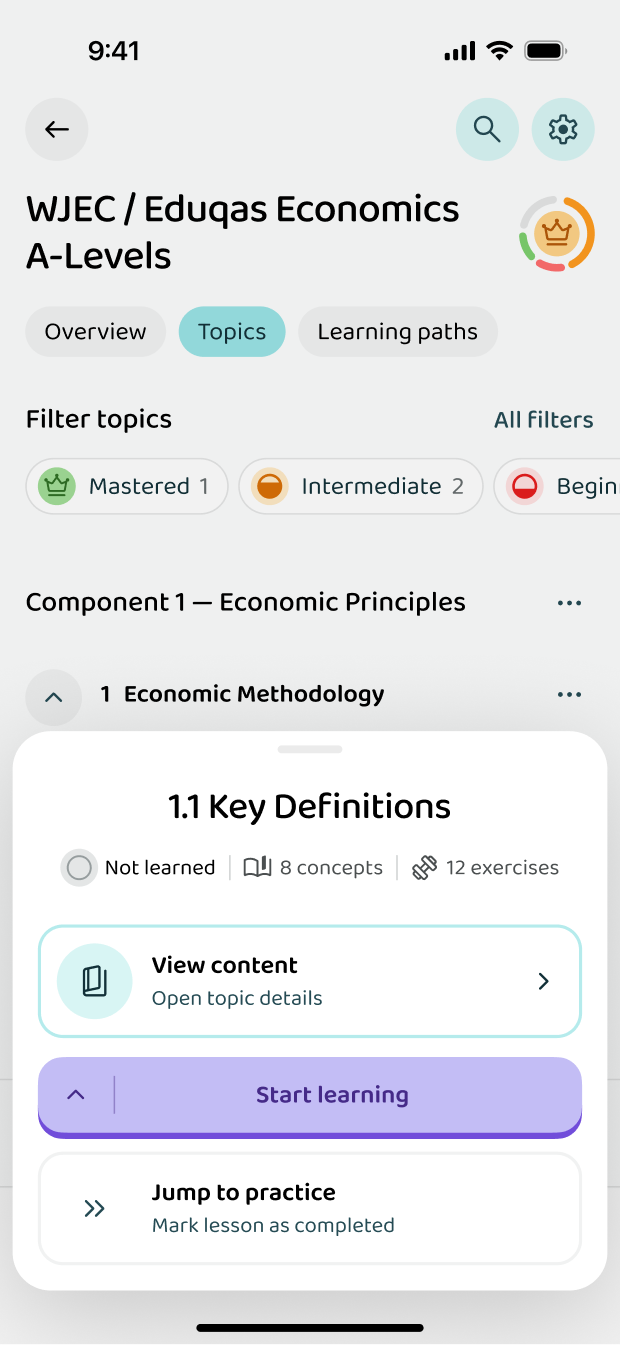 Starting a lesson inside a topic