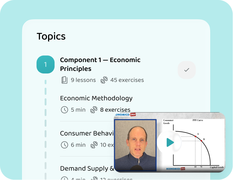 The WJEC / Eduqas economics topics and lessons in the Voovo app