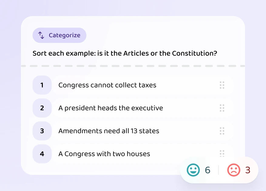 A sorting exercise: the Articles of Confederation or the Constitution