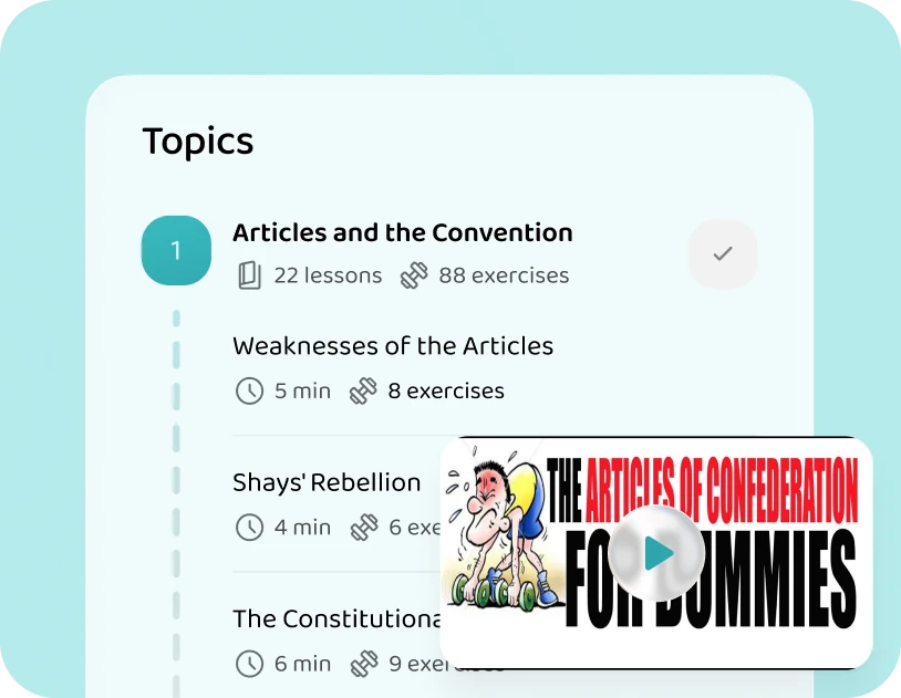 The Articles and the Convention unit in the app, with my video on the Articles of Confederation