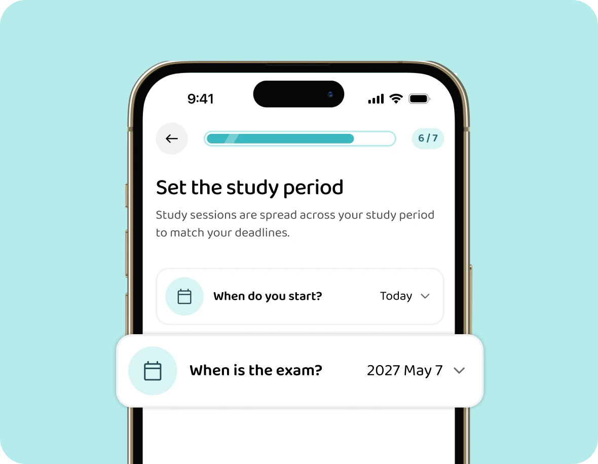 Setting the AP® U.S. History exam date, May 7, 2027, in the study planner