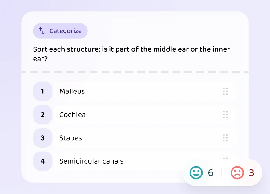 A sorting exercise: middle ear or inner ear