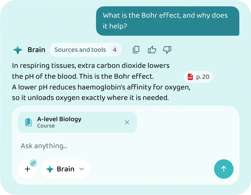 An answer drawn from the A-level Biology course material