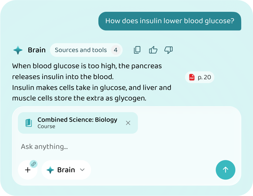 An answer drawn from the Combined Science biology course material