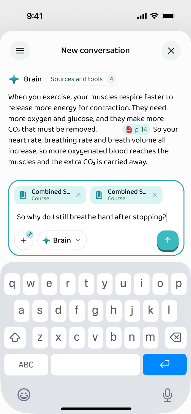 Asking the app about the course material