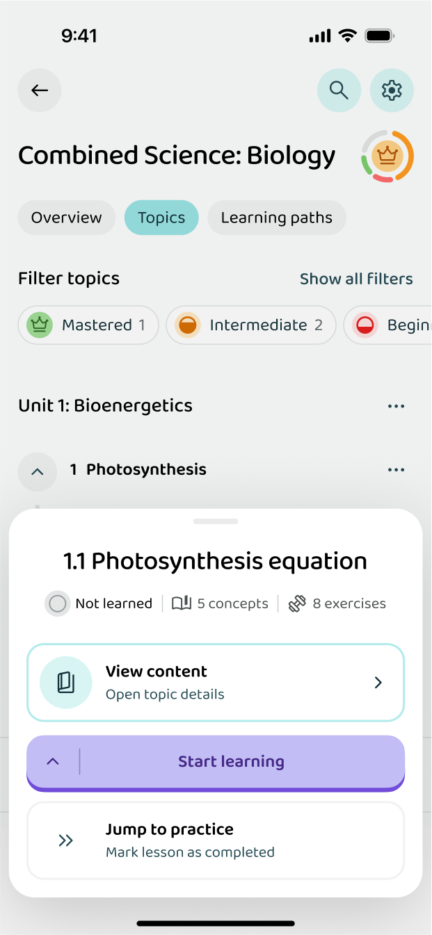 Starting a lesson inside a topic