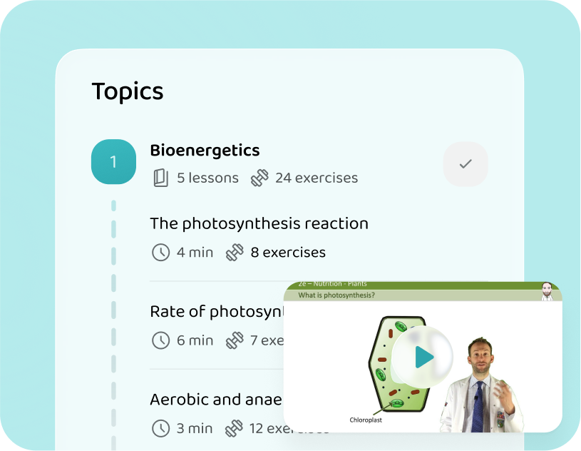 Combined Science biology topics and lessons in the Voovo app