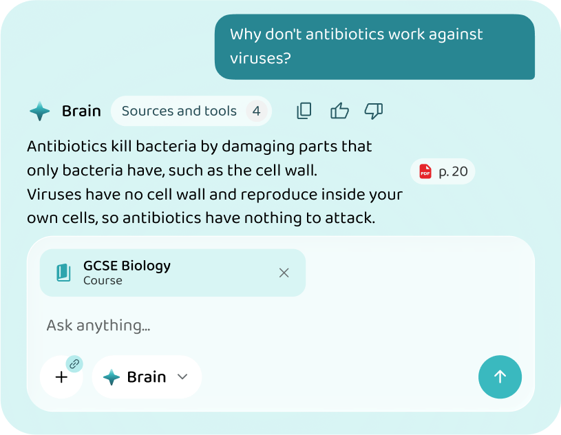 An answer drawn from the GCSE Biology course material
