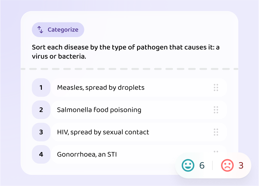A GCSE Biology exercise in the Voovo app