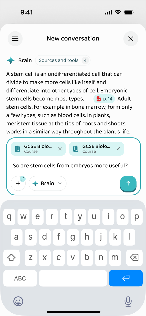 Asking the app about the course material
