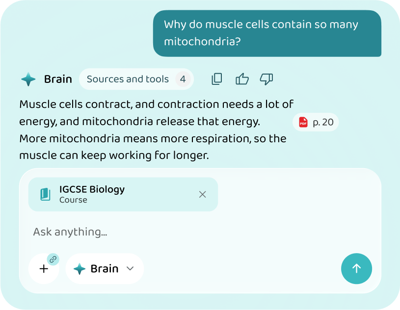 An answer drawn from the IGCSE Biology course material