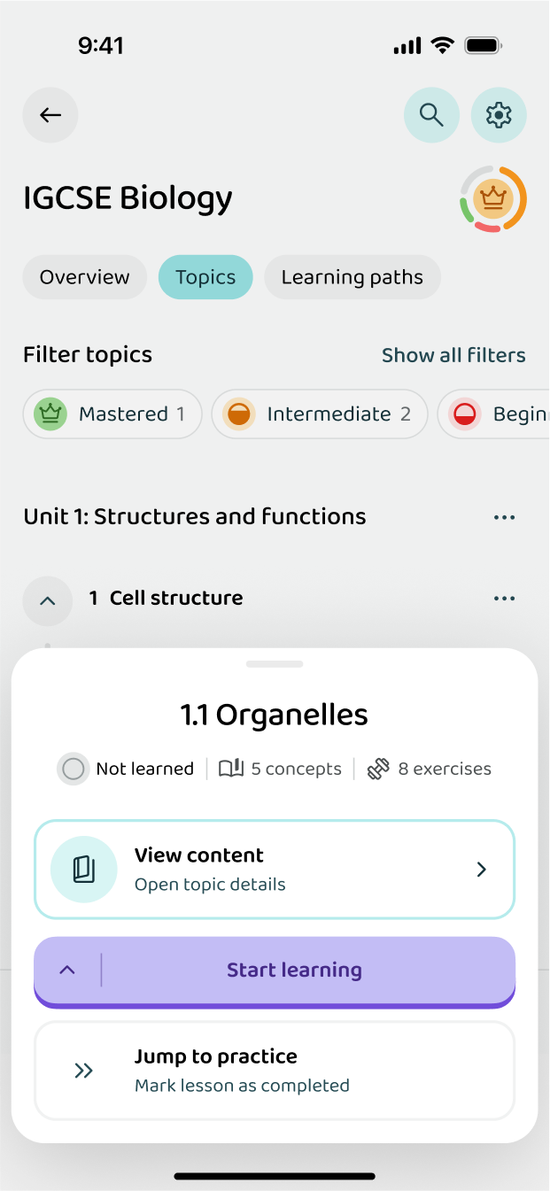 Starting a lesson inside a topic