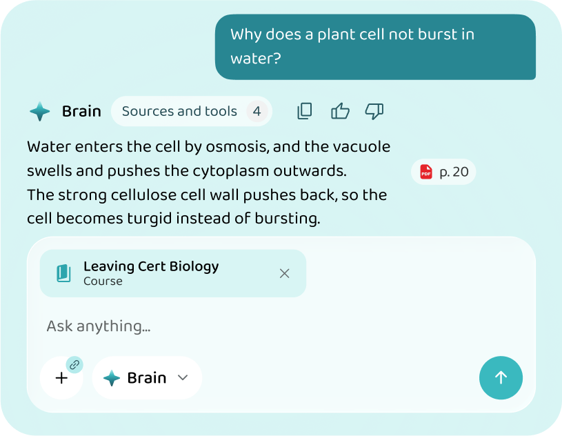 An answer drawn from the Leaving Cert Biology course material