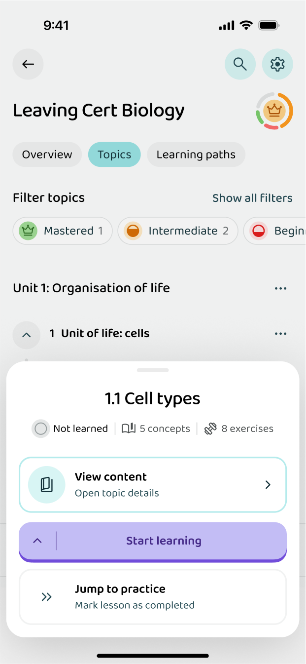Starting a lesson inside a topic