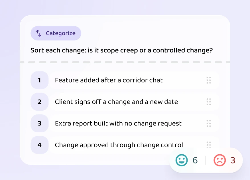 A sorting exercise: scope creep or a controlled change