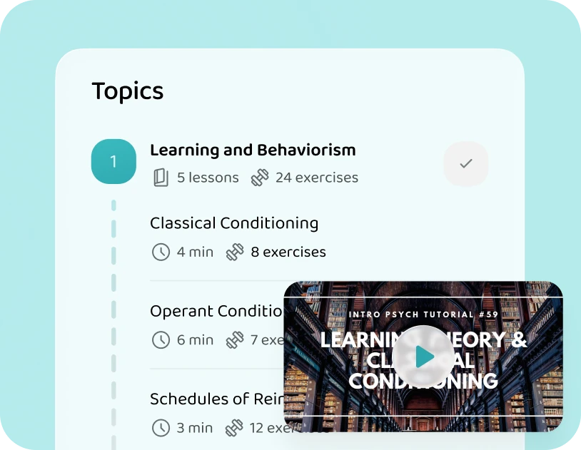 The Learning and Behaviorism topics in the app
