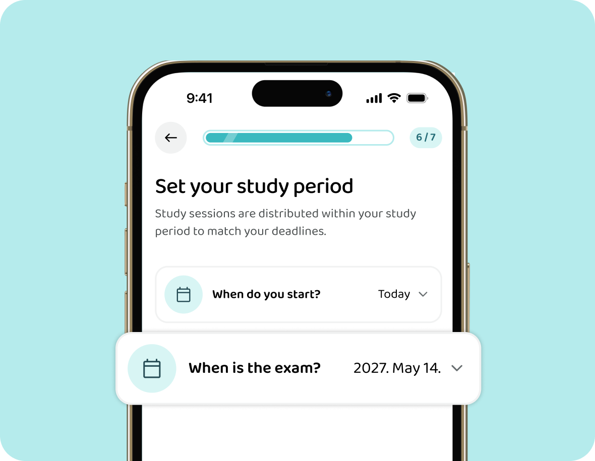 Setting the start date and the exam date